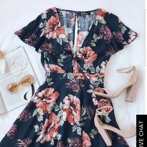 Lulu's Botanic of Time Navy Blue Dress